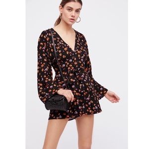 Free People L’amour Printed Romper In Black Combo